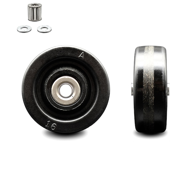 SCC - 3.5" Phenolic Wheel Only w/Roller Bearing - 3/8" Bore - 500 lbs Capacity